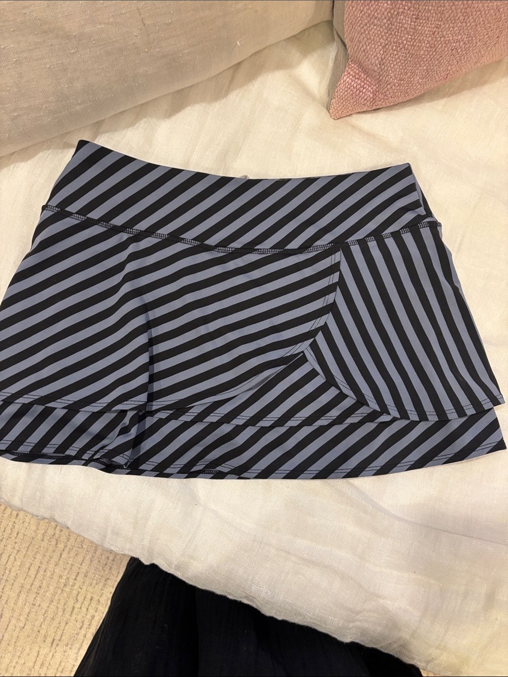 Athleta Black and Gray Striped Athletic Skort
